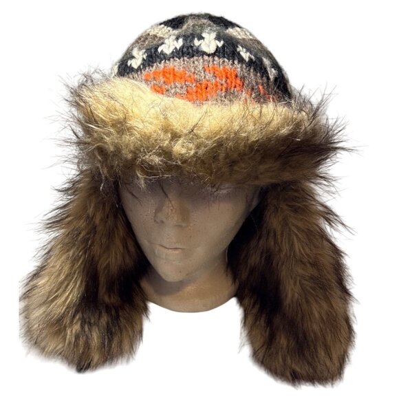 American Eagle Outfitters Trapper Hat Faux Fur Knit Multicolor One Size Winter - Picture 1 of 11